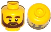 LEGO part Minifigure, Head Beard Brown, Bushy Eyebrows, Grin and White Pupils Pattern 3626pb1057