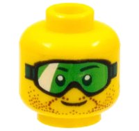 LEGO onderdeel Minifigure, Head Glasses with Green Goggles and Brown Stubble Pattern 3626pb1116