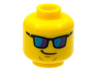 LEGO onderdeel Minifigure, Head Glasses with Blue Sunglasses and Crooked Smile Pattern (3626pb1182)