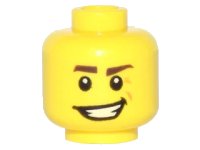 LEGO onderdeel Minifigure, Head Dark Brown Eyebrows, Crooked Smile and Laugh Lines Pattern 3626pb1214