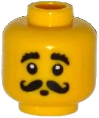 LEGO onderdeel Minifigure, Head Moustache Black Curled, Bushy Eyebrows, Round Mouth Pattern (3626pb1249)