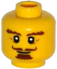LEGO onderdeel Minifigure, Head Beard Brown, Goatee, Curly Moustache, Bushy Eyebrows, Thin Smile Pattern (3626pb1253)