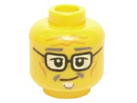 LEGO part Minifigure, Head Goatee, Dark Bluish Gray Eyebrows, Glasses, Crooked Smile, Cheek Lines and Forehead Wrinkles Pattern 3626pb1399