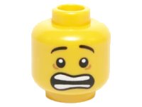 LEGO part Minifigure, Head Mouth Open Scared, White Pupils and Raised Eyebrows Pattern 3626pb1407