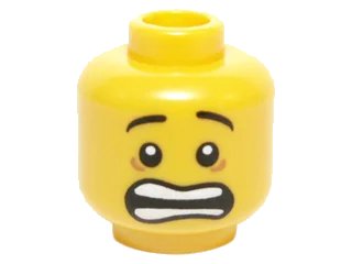 LEGO onderdeel Minifigure, Head Mouth Open Scared, White Pupils and Raised Eyebrows Pattern (3626pb1407)