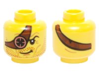 LEGO part Minifigure, Head Beard Stubble Dark Red, Reddish Brown Eye Patch with Copper Eyepiece Pattern 3626pb1432