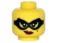 LEGO onderdeel Minifigure, Head Female Black Eye Mask, Beauty Mark, Red Lips with Smirk Pattern 3626pb1494