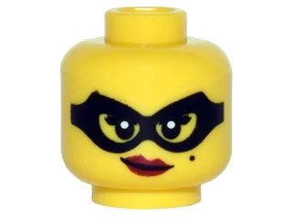 LEGO onderdeel Minifigure, Head Female Black Eye Mask, Beauty Mark, Red Lips with Smirk Pattern (3626pb1494)