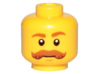 LEGO part Minifigure, Head Dark Orange Eyebrows and Bushy Moustache Pattern 3626pb1564