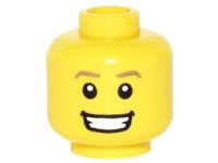 LEGO part Minifigure, Head Dark Tan Eyebrows, Open Mouth Smile with Teeth Pattern 3626pb1597