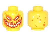 LEGO onderdeel Minifigure, Head Alien Lava Monster with White, Red, and Orange Eyes and Smile, Dots on Back Pattern 3626pb1641