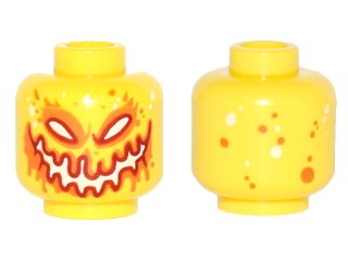 LEGO onderdeel Minifigure, Head Alien Lava Monster with White, Red, and Orange Eyes and Smile, Dots on Back Pattern (3626pb1641)