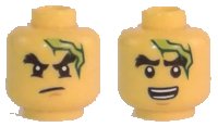 LEGO part Minifigure, Head Dual Sided Black Bushy Eyebrows, Chin Dimple, Lightning Bolt, Scowl / Open Mouth with Teeth Pattern 3626pb1667