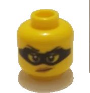 LEGO onderdeel Minifigure, Head Female Black Eye Mask, Black Eyebrows with One Eyebrow Raised, Red Lips with Smirk Pattern (3626pb1808)