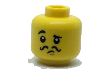 LEGO onderdeel Minifigure, Head Black Eyebrows, Right Raised Eyebrow, Black Thin Curly Moustache Pattern (3626pb1819)