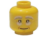 LEGO onderdeel Minifigure, Head Glasses with Gold Frame, White and Gray Eyebrows, Dark Orange Cheek Lines Pattern (3626pb1838)