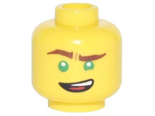LEGO onderdeel Minifigure, Head Reddish Brown Eyebrows, Green Eyes, Lopsided Open Mouth Grin Pattern (Lloyd) (3626pb1869)