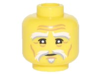 LEGO onderdeel Minifigure, Head White and Gray Eyebrows and Goatee, Black Eyelashes, Medium Nougat Wrinkles, Concerned Pattern (Sensei Wu) 3626pb1870