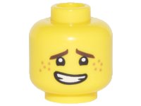 LEGO part Minifigure, Head Dark Brown Eyebrows, Dark Orange Freckles, Open Mouth Crooked Smile Pattern (Jay) 3626pb1872