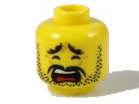 LEGO onderdeel Minifigure, Head Beard Black Stubble, Black Eyebrows, Moustache, Scared Wide Open Mouth Pattern 3626pb1903
