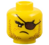 LEGO part Minifigure, Head Beard Brown Stubble, Dark Brown Eye Patch, Freckles Pattern 3626pb1904