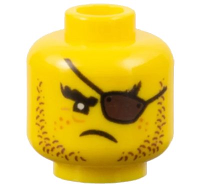 LEGO onderdeel Minifigure, Head Beard Brown Stubble, Dark Brown Eye Patch, Freckles Pattern (3626pb1904)