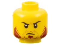 LEGO onderdeel Minifigure, Head Beard Stubble Dark Red, Sideburns, Goatee, Curved Black Eyebrows Pattern 3626pb1927