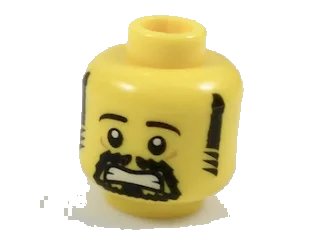 LEGO onderdeel Minifigure, Head Black Eyebrows, Sideburns and Goatee, Scared Pattern (3626pb1937)