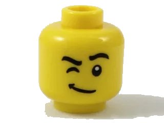 LEGO onderdeel Minifigure, Head Black Eyebrows, Right Eye Wink, Lopsided Grin with Dimple Pattern (3626pb1950)