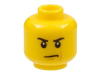 LEGO onderdeel Minifigure, Head Male Angry Eyebrows and Scowl, Reddish Brown Left Cheek Line Pattern 3626pb1973
