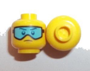 LEGO onderdeel Minifigure, Head Glasses with Medium Azure Ski Goggles and Slight Frown Pattern (3626pb2022)