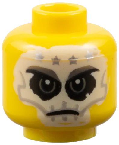 LEGO onderdeel Minifigure, Head White Full Face Skull Tattoo, 4 Silver Stars on Forehead Pattern (3626pb2028)