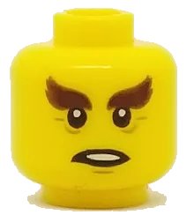 LEGO onderdeel Minifigure, Head Reddish Brown Bushy Eyebrows, Wrinkles Pattern (3626pb2038)