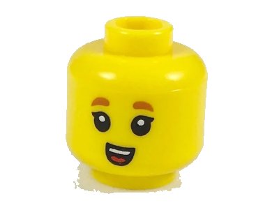 LEGO onderdeel Minifigure, Head Child Dark Orange Small Eyebrows, Small Open Mouth with Teeth and Tongue Pattern (3626pb2079)