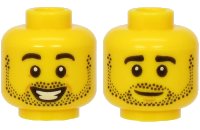 LEGO onderdeel Minifigure, Head Dual Sided Black Eyebrows and Stubble, Smiling / Neutral Expression Pattern 3626pb2143