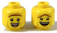 LEGO part Minifigure, Head Dual Sided Reddish Brown Unibrow, Open Mouth Smile, Raised Unibrow / Lowered Unibrow Pattern (President Business) - Hollow Stud 3626pb2315