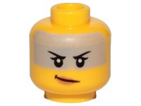 LEGO part Minifigure, Head Female, Black Eyebrows, Gray Band, Peach Lips, Smile Pattern - Hollow Stud 3626pb2326