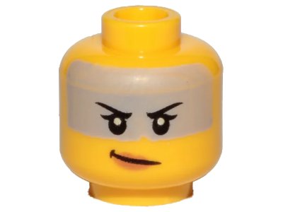 LEGO onderdeel Minifigure, Head Female, Black Eyebrows, Gray Band, Peach Lips, Smile Pattern - Hollow Stud (3626pb2326)
