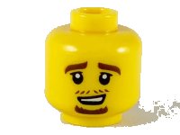 LEGO part Minifigure, Head Reddish Brown Eyebrows, Moustache Stubble and Goatee Pattern - Hollow Stud 3626pb2473