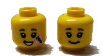 LEGO onderdeel Minifigure, Head Dual Sided Child, Black Eyebrows, Grin / Open Mouth Smile with Butterfly Pattern - Hollow Stud (BAM) 3626pb2614