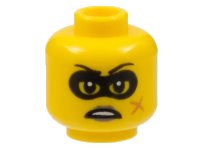 LEGO part Minifigure, Head Female Black Eye Mask and Eyebrows, Scar and Black Lips Grimace Pattern - Hollow Stud 3626pb2666