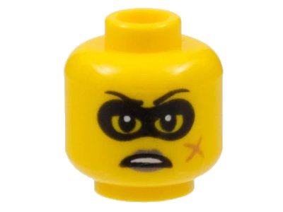 LEGO onderdeel Minifigure, Head Female Black Eye Mask and Eyebrows, Scar and Black Lips Grimace Pattern - Hollow Stud (3626pb2666)