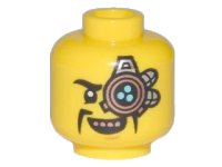 LEGO part Minifigure, Head Copper and Silver Mechanical Eye Patch, Black Moustache Fu Manchu, Copper Teeth Pattern - Hollow Stud 3626pb2757