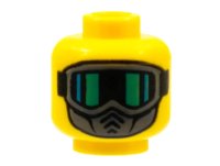 LEGO part Minifigure, Head Dark Bluish Gray Mask, Green Glare Lines on Black Goggles Pattern - Hollow Stud 3626pb2888
