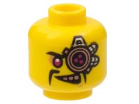 LEGO part Minifigure, Head Alien with Cyborg Eyepiece, Magenta Eye, Copper Teeth, Black Fu Manchu Moustache Pattern - Hollow Stud 3626pb3038