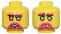 LEGO onderdeel Minifigure, Head Dual Sided Metallic Light Blue Eyes, Magenta Bushy Eyebrows and Goatee, Cheek Lines, Wrinkles, Sad / Angry Pattern - Hollow Stud 3626pb3074