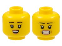 LEGO onderdeel Minifigure, Head Dual Sided Female, Black Eyebrows, Peach Lips, Small Smile with Teeth / Stressed Pattern - Hollow Stud 3626pb3096