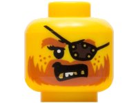 LEGO part Minifigure, Head Beard Dark Orange, Gold Teeth, Eye Patch, Eyelashes Pattern - Hollow Stud (BAM) 3626pb3104