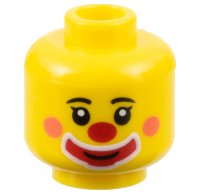 LEGO onderdeel Minifigure, Head Clown Black Eyebrows, Coral Cheeks, Red Nose and Large Mouth Makeup Pattern - Hollow Stud (BAM) 3626pb3199
