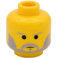 LEGO part Minifigure, Head Beard with SW Gray Beard and Thin Gray Eyebrows Pattern 3626ps4